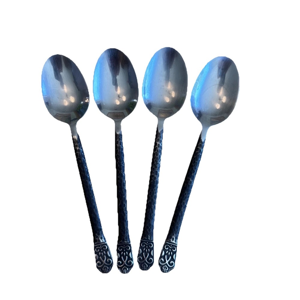 4 Oval Soup Spoons Gourmet‎ Settings AVALON BARCELONA Stainless Flatware 8.2"